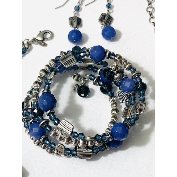 Antique PREMIER DESIGNS Blue Necklace Earrings and Bracelet Set - Picture 4 of 12